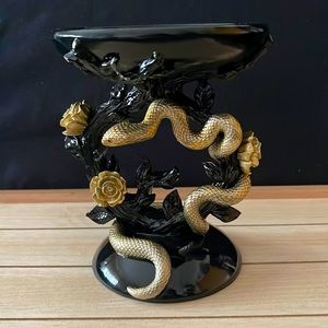 New Bath and Body Halloween Snake and Rose Pedestal 3-Wick Candle Holder
